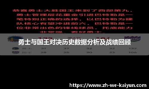 勇士与国王对决历史数据分析及战绩回顾