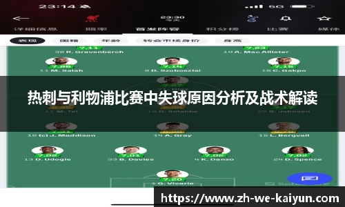 热刺与利物浦比赛中失球原因分析及战术解读