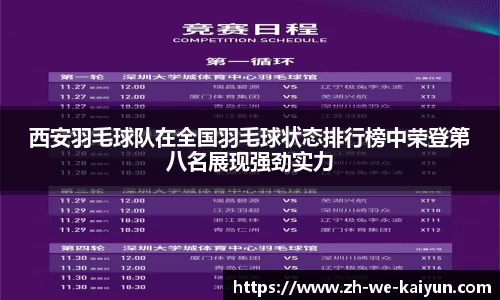 西安羽毛球队在全国羽毛球状态排行榜中荣登第八名展现强劲实力